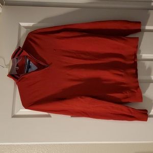 Tommy Hilfiger Red Zipper V Neck Sweater Size Large.
